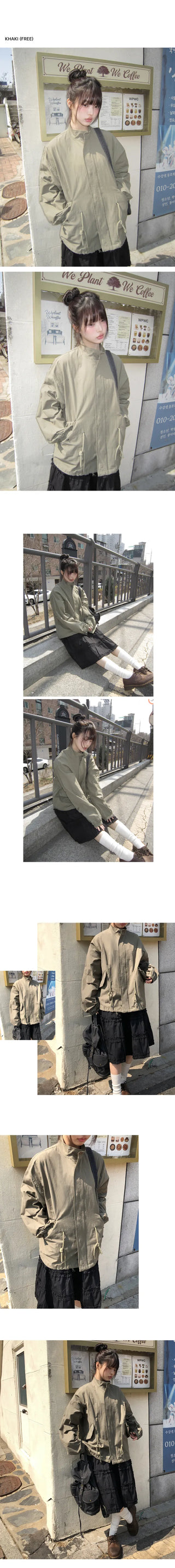 Rokel High-neck String Single-layer Short Field Jacket