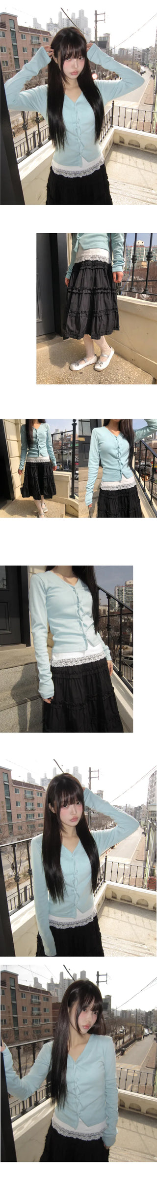 Duhi Twisted Button Long Sleeve Cardigan