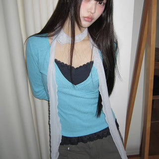 Lasom V-neck Slim Long Sleeve T-shirt
