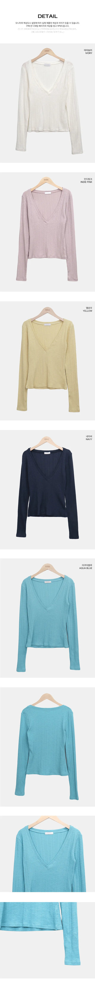 Lasom V-neck Slim Long Sleeve T-shirt