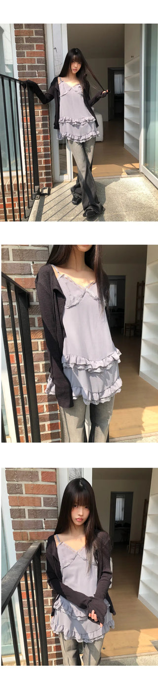 Bokan Strap Ribbed Knit Cardigan