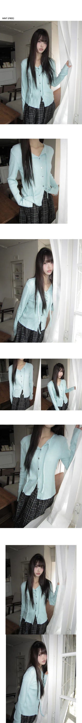 Bokan Strap Ribbed Knit Cardigan