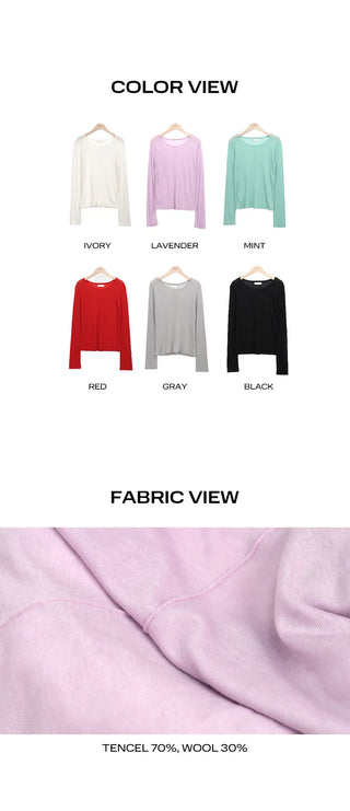 Dehin Pintuck Tencel Layered Long Sleeve T-shirt
