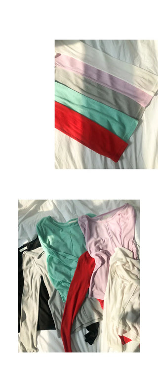Dehin Pintuck Tencel Layered Long Sleeve T-shirt