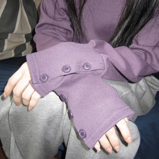 Kyuhin Sleeve Button One-Shoulder Sweatshirt