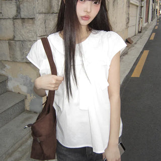 Lupek Ribbon Check Short Sleeve Blouse