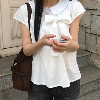 Lupek Ribbon Check Short Sleeve Blouse