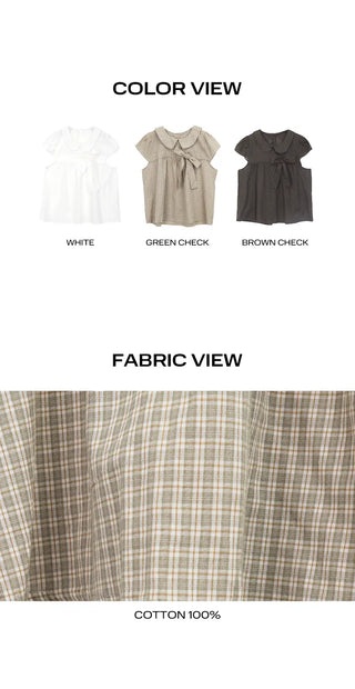 Lupek Ribbon Check Short Sleeve Blouse