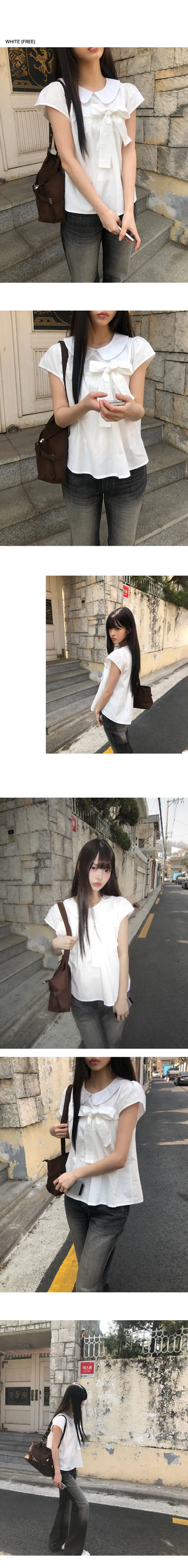 Lupek Ribbon Check Short Sleeve Blouse