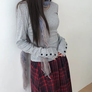 Hami V-Neck Button Layered T-Shirt