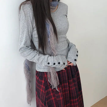Hami V-Neck Button Layered T-Shirt