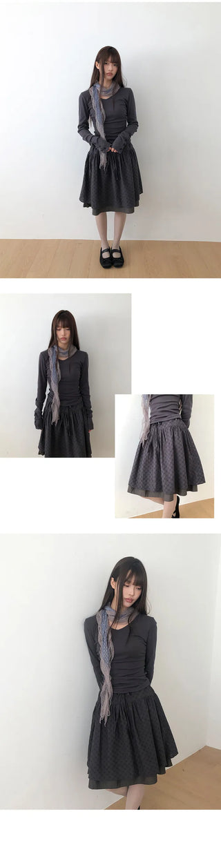 Hami V-Neck Button Layered T-Shirt