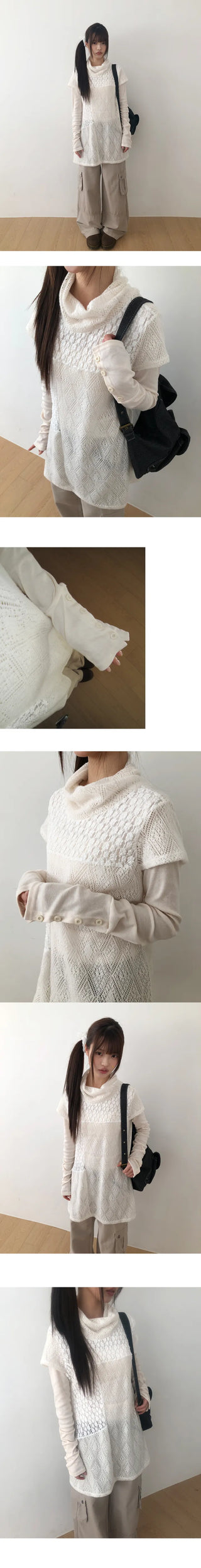 Hami V-Neck Button Layered T-Shirt