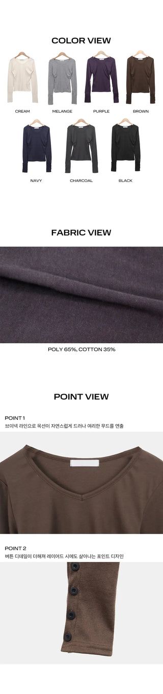 Hami V-Neck Button Layered T-Shirt