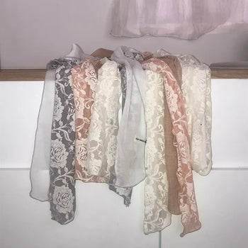 Juron Rose See-through Lace Scarf
