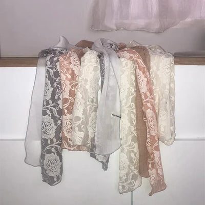 Juron Rose See-through Lace Scarf