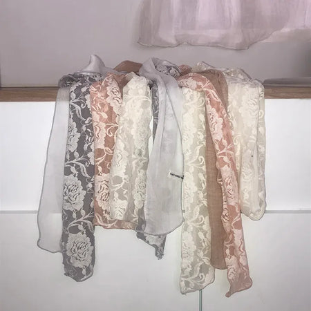 Juron Rose See-through Lace Scarf