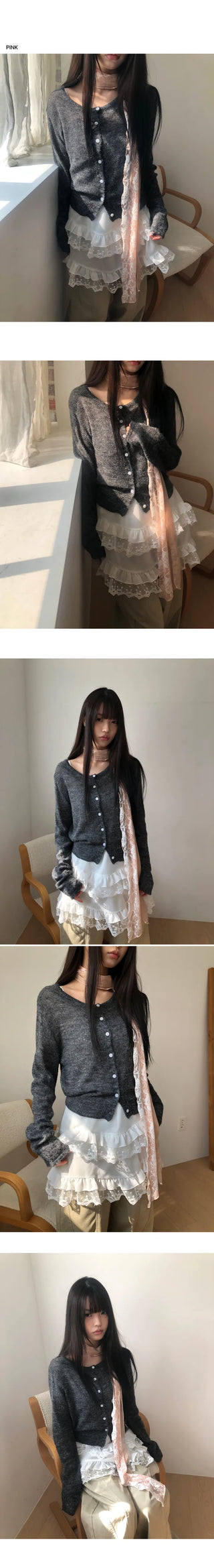 Juron Rose See-through Lace Scarf
