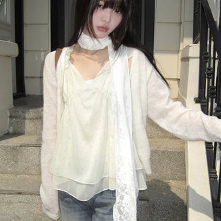 Boohin Chiffon Frill Sleeveless Blouse