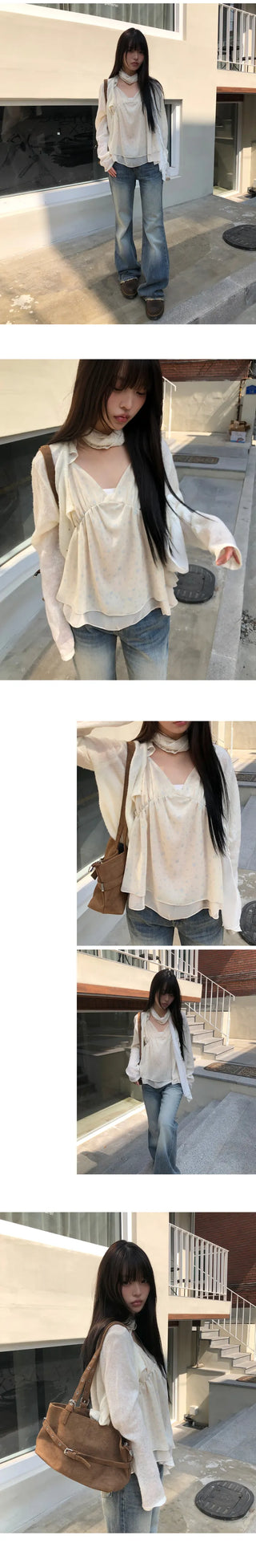 Boohin Chiffon Frill Sleeveless Blouse