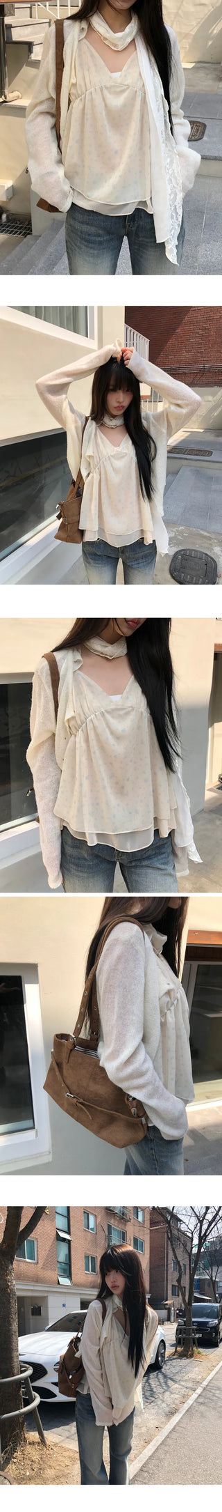 Boohin Chiffon Frill Sleeveless Blouse