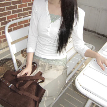 Havel Button V-Neck Long Sleeve T-Shirt