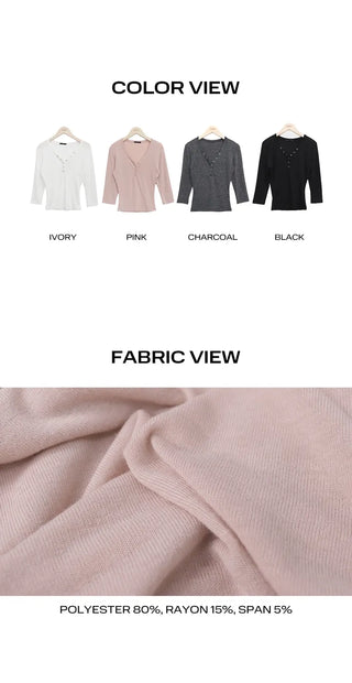 Havel Button V-Neck Long Sleeve T-Shirt