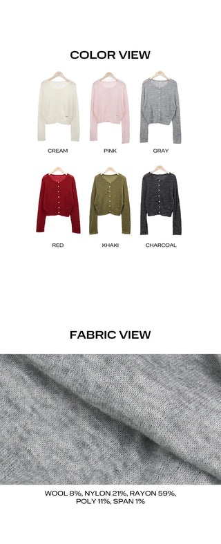 Fan-on Pendant Round Knit Crop Cardigan