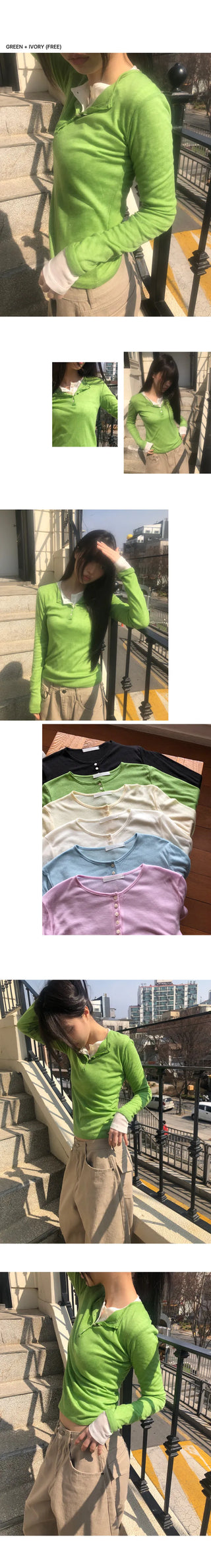 Duric Button Henley Neck Tencel Long Sleeve T-shirt