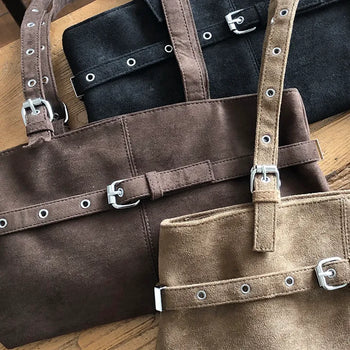 Mokit Suede Belt Shoulder Bag