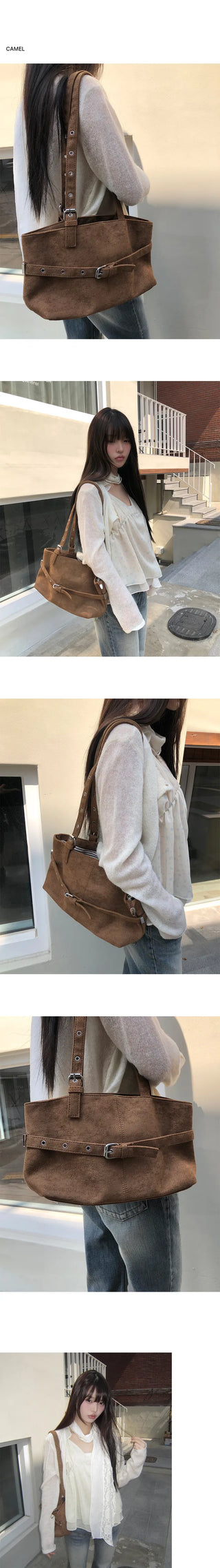 Mokit Suede Belt Shoulder Bag