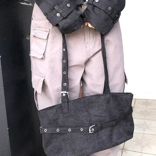 Mokit Suede Belt Shoulder Bag