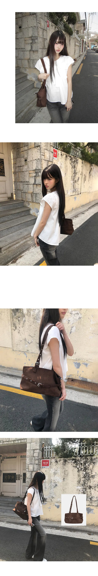 Mokit Suede Belt Shoulder Bag