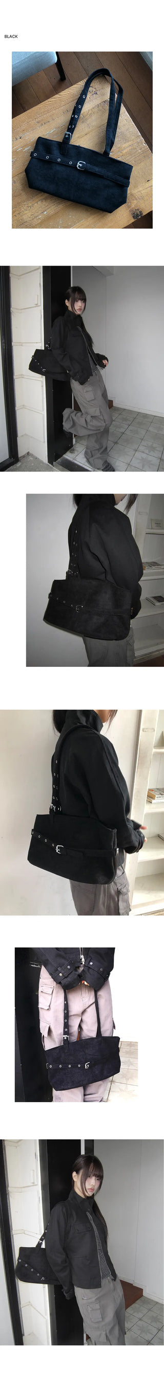 Mokit Suede Belt Shoulder Bag