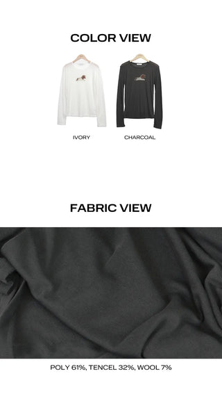 Hizel Donkey See-through Tencel Long Sleeve T-shirt