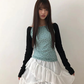 K-On Off-Shoulder Peach Brushed Star T-shirt
