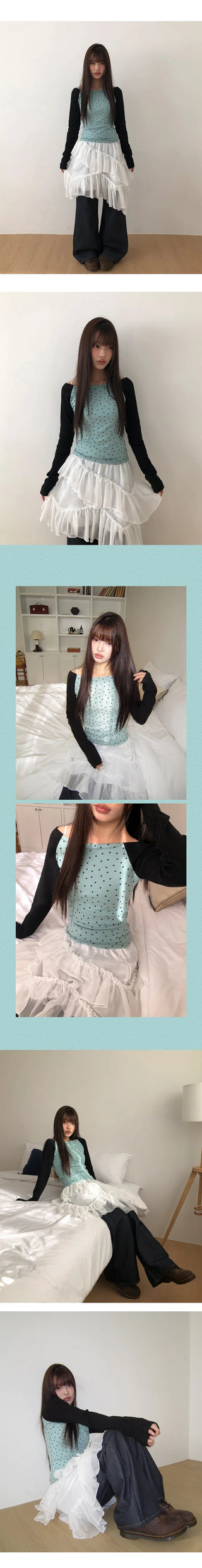 K-On Off-Shoulder Peach Brushed Star T-shirt
