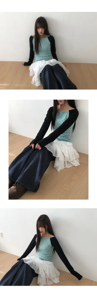 K-On Off-Shoulder Peach Brushed Star T-shirt