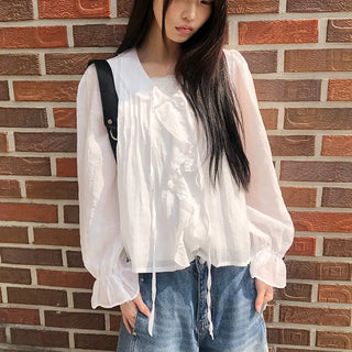 Leuken Pintuck Frill Blouse