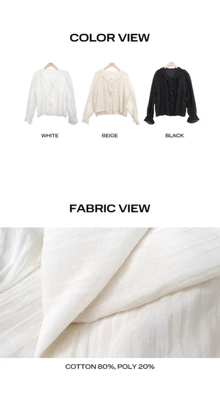 Leuken Pintuck Frill Blouse