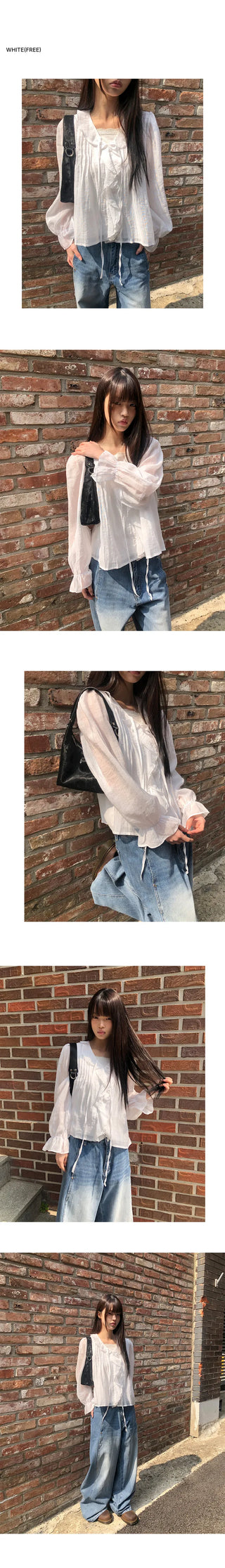 Leuken Pintuck Frill Blouse