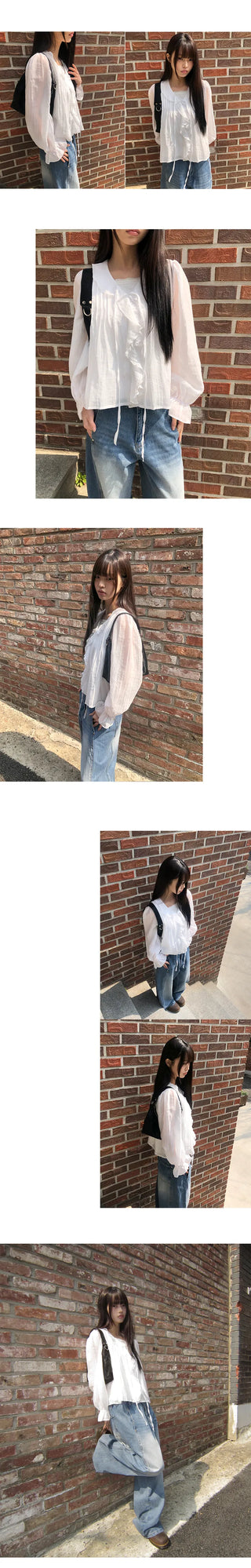 Leuken Pintuck Frill Blouse