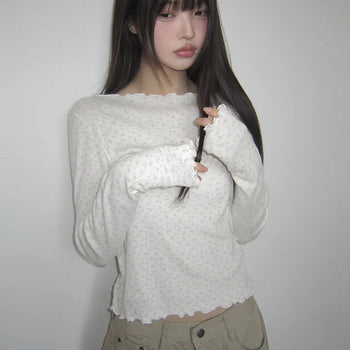 Sidew Small Floral Wave Long Sleeve T-shirt