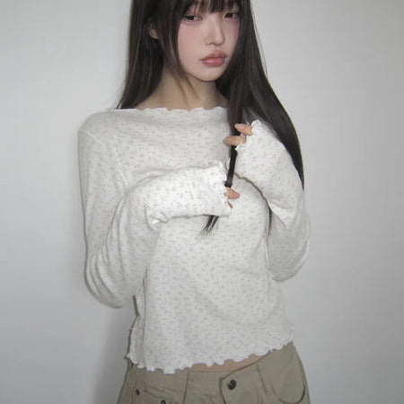 Sidew Small Floral Wave Long Sleeve T-shirt