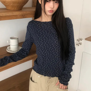 Sidew Small Floral Wave Long Sleeve T-shirt