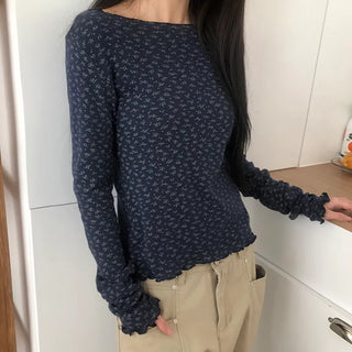 Sidew Small Floral Wave Long Sleeve T-shirt