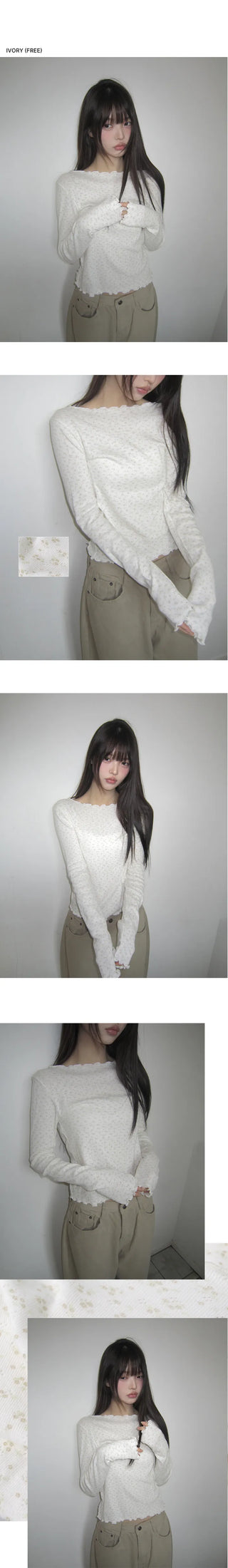 Sidew Small Floral Wave Long Sleeve T-shirt