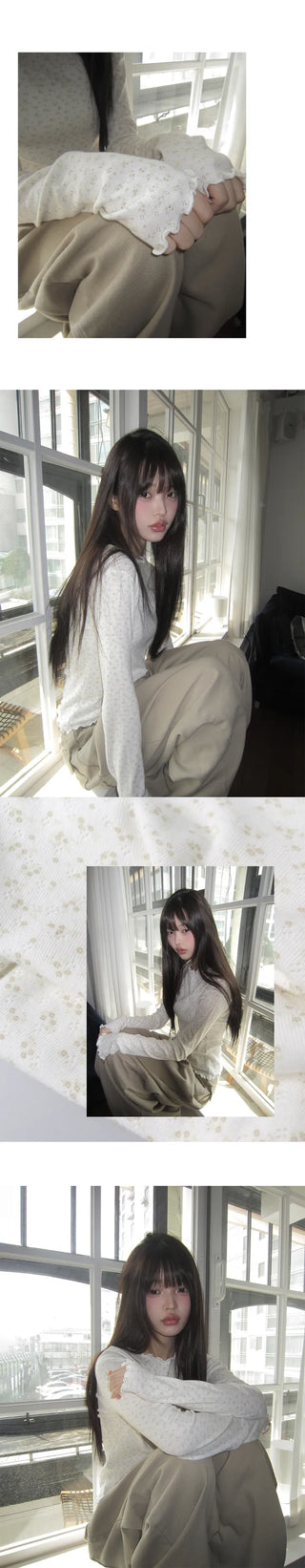 Sidew Small Floral Wave Long Sleeve T-shirt