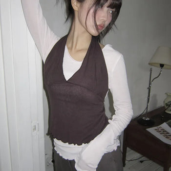 Brighton Wavy Halterneck Layered Sleeveless Long Sleeve Set