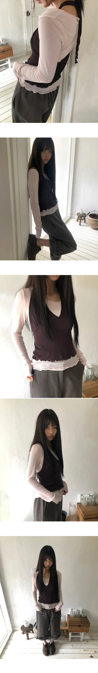 Brighton Wavy Halterneck Layered Sleeveless Long Sleeve Set